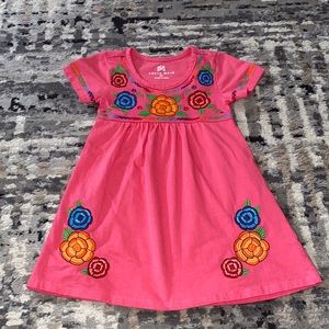 South Main Toddler Girl Pink Floral Embroidery Short Sleeve Dress Size 3t